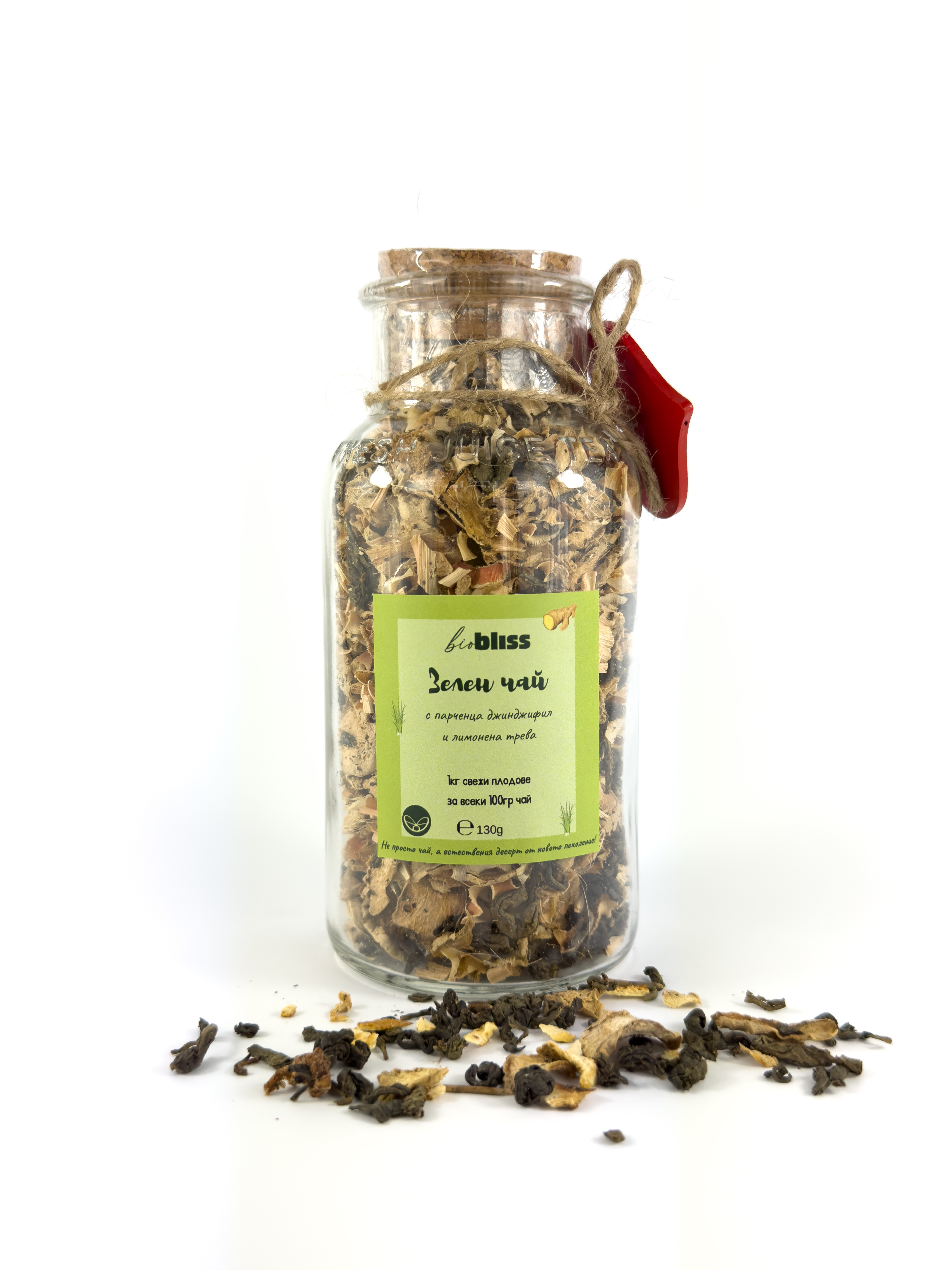 Зелен чай с парченца джинджифил и лимонена трева 130g, Bio Bliss